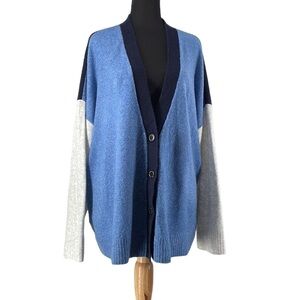 Talbots cardigan blue gray Color block extremely soft cozy academia preppy sz 3X